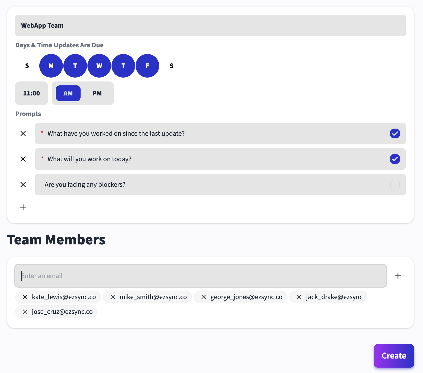 customize your teams recurring updates